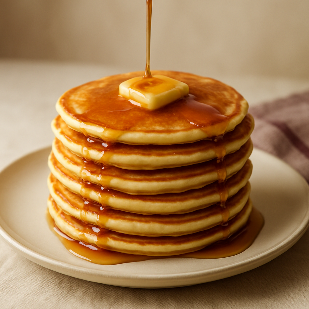 Original Pancake Stack — Our classic flat stack served with real butter and pure maple syrup.