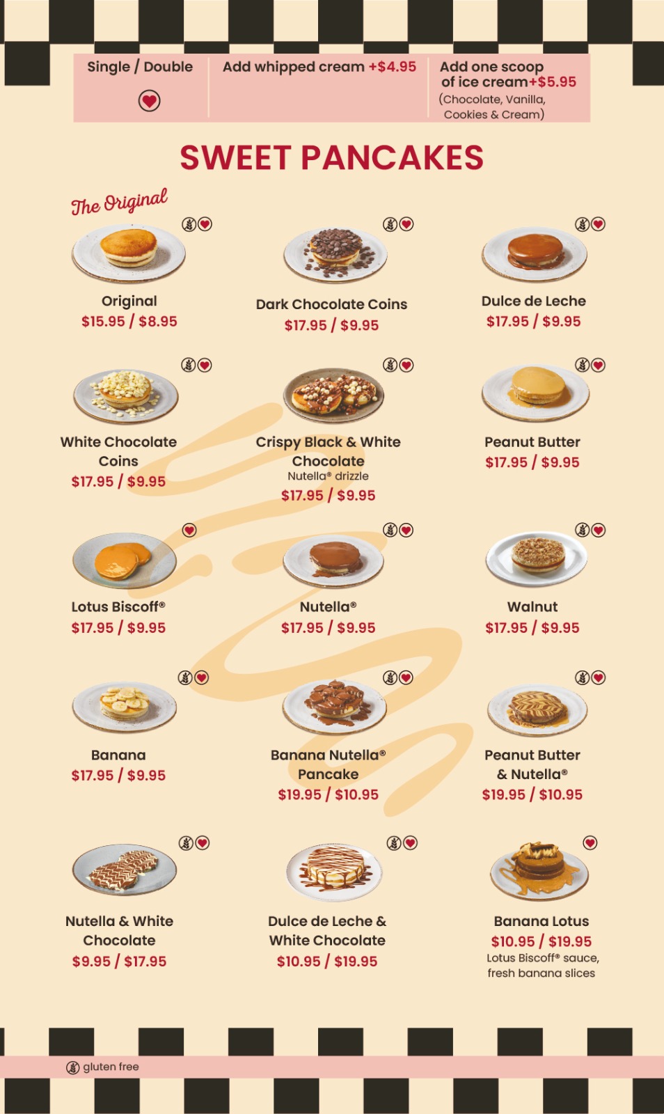 Printed menu page 5: Sweet Pancakes