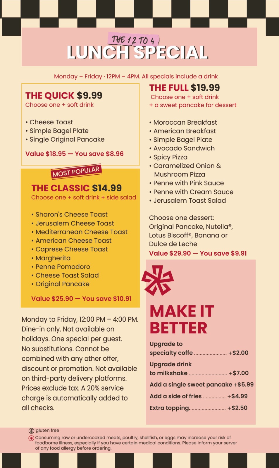 Printed menu page 11: Lunch Special